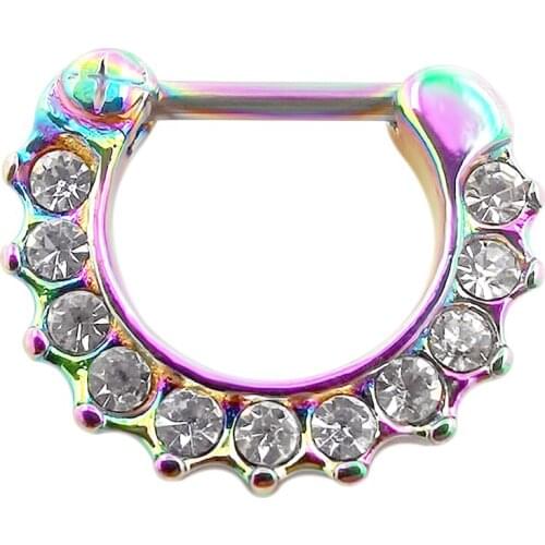 JHJT Nose Piercing 16G Surgical Steel Indian Septum Clicker Nose Rings Women Helix Earring Piercing Body Jewelry