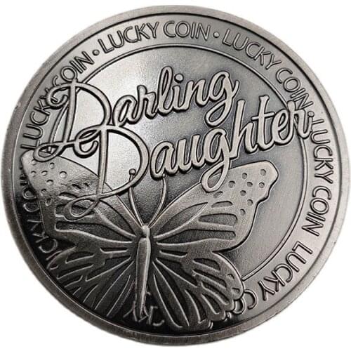 Lucky Commemorative Coin Collection Antique Small Daisy Symbolizes Friendship Four-Leaf Clover Love Coin Crafts Decoration