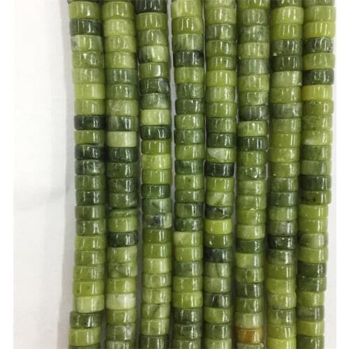 3*6MM Green Heishi Canada Jade Disc Gemstone Small Natural Stone Rondelle Seed Spacer Little Beads for Jewelry Bracelet Diy