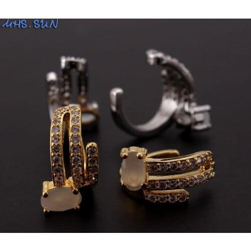 MHS.SUN 2020 Fashion women Zircon Earrings Luxury Ear Clip Non Pierced Earrings for women jewelry gold/silver plated earrings
