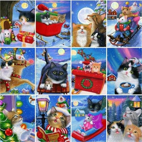MomoArt 5D DIY Diamond Painting Cat Hobbies And Crafts Diamond Embroidery Animal Cross Stitch Christmas Home Decorations