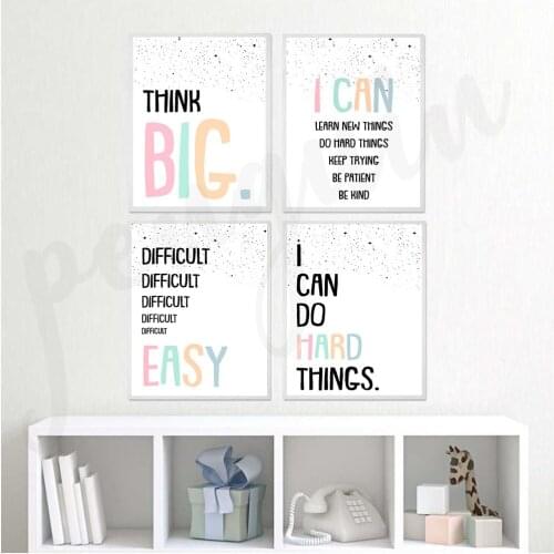 Motivative Quote Poster Think Big Wall Art Nordic Canvas Prints Posters and Prints Picture for Living Room Decoration