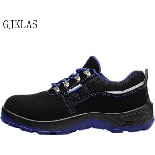 Mens Safety Steel Toe Work Boots Anti-smashing Anti-stab Construction Welding Shoes Cow Suede Indestructible Security Shoes
