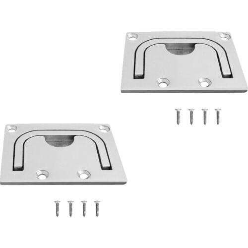 Pack of 2 Pieces 76 x 57 mm 316 Stainless Steel Spring Hatch Lift Pull Handle Recessed Fitting Marine Boat RV Sailing