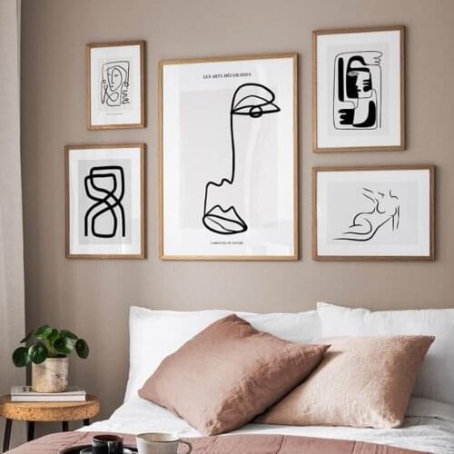 Wall Art Canvas Painting Abstract Figures Body Black Lines Woman Nordic PostersFor Living Room Decor And Prints Wall Pictures