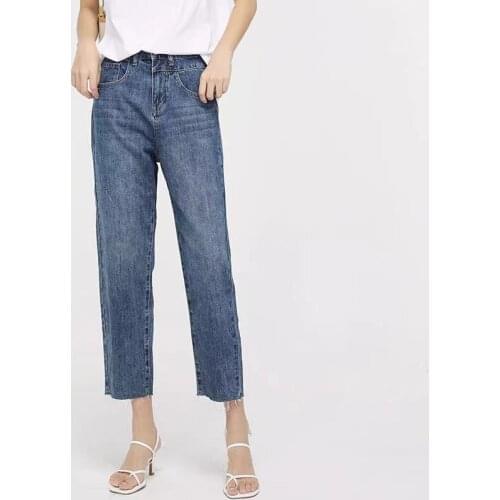 2021 Autumn New Womens Pants High Waist Thin Wild Simple Wild Fashionable Casual Fashion Trendy Ladies Nine-point Jeans WS125
