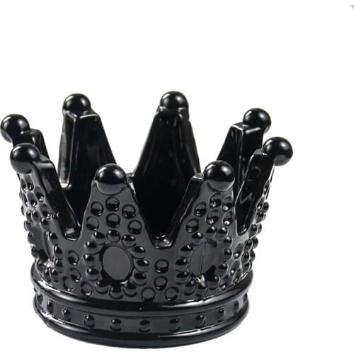 Ashtray Transparent Black Crown Glass Cigar Ashtray Smoking Accessory Tobacco Cigar Tray Candle Holders for Home Decor Gifts