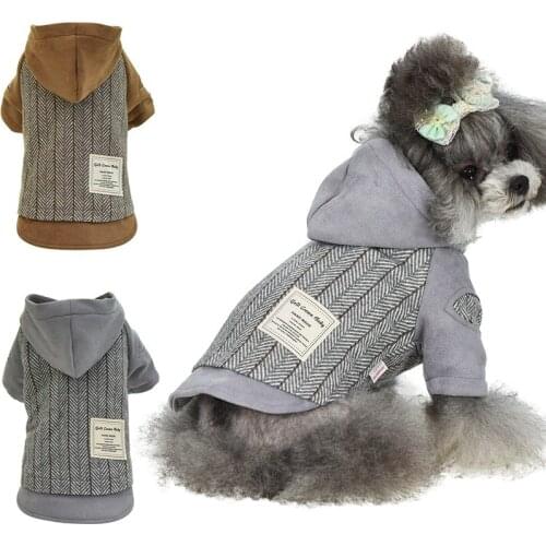 Pet Winter Simple Wind Warm Hooded Jacket Winter Cotton Thick Warm Chihuahua Puppy Costume Pet Dog Clothes S-2XL