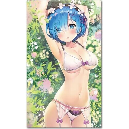 Rem Poster Anime Sex Girl Wall Poster Bikini Comic Art Print Home Cafe Bedroom Decor Silk Picture Bar Canvas Artwork