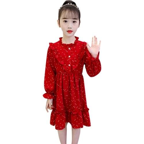 Dress For Girls Heart Pattern Girls Party Dress Ruffles Kids Dresses Spring Autumn Girls Clothing 6 8 10 12 14