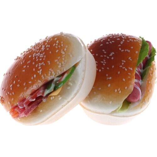 Fake Hamburger Simulation Decor Hamburger Cake Squeeze Hot Dog Squishy Charm Bread Strap Gift Pretend Play Kitchen Toys