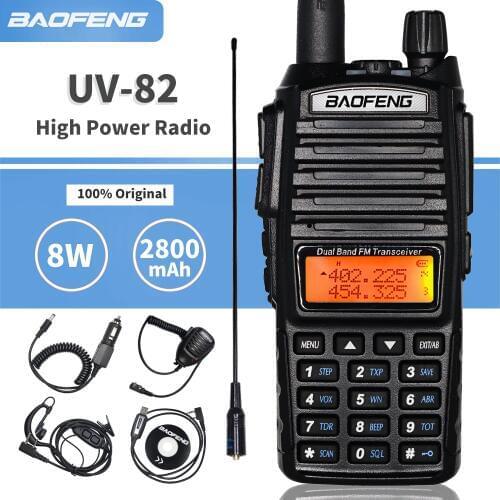 Tri-power Baofeng UV-82 8W High Power Walkie Talkie Dual Band VHF/UHF Portable Two Way Ham CB Radio UV82 Amateur UV 82 intercom