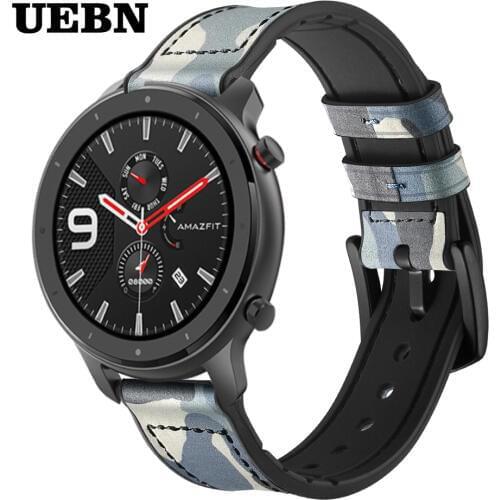UEBN 20mm 22mm leather+silicone band for Huami amazfit GTR 42mm 47mm belt high quality breathable for amazfit bip GTS watchbands