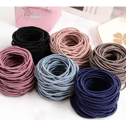 100Pcs Hair Band Elastic Hair Tie Ring Rope Girls Ponytail Holder Headwear Accessories