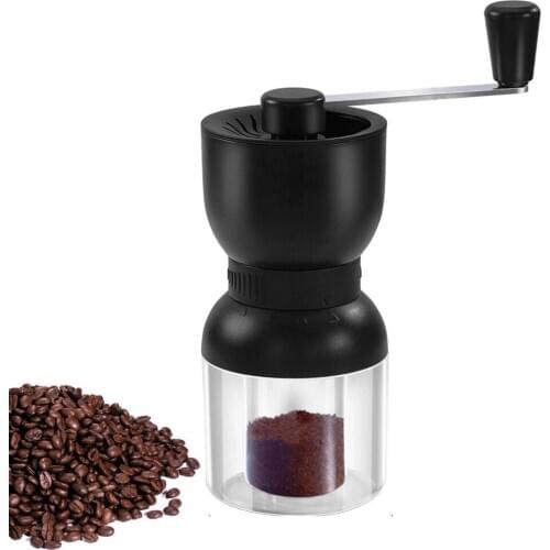 Hand Coffee Grinder Manual with Ceramic Burrs Coffee Mill with Two Containers Adjustable Grind Refillable Lids Quiet Portable