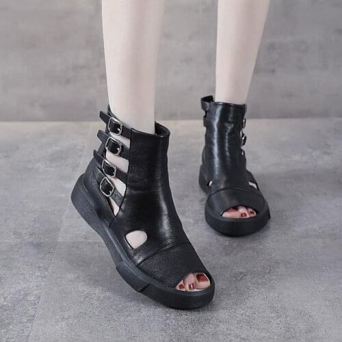 Sandals Women 2021 Summer New Sandals Summer Models Wild Roman Fish Mouth White Flat Hollow Martin Boots Womens Shoes