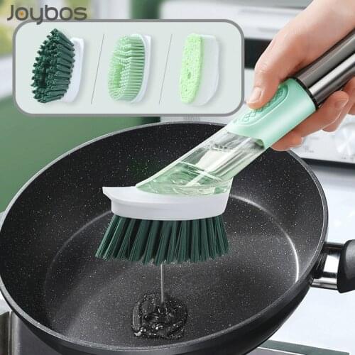 JOYBOS Brush Pot Kitchen Long Handle Cleaning Brush Remove Oil Household Does Not Hurt The Pot And Hand Sponge Wash Dishes KKR10