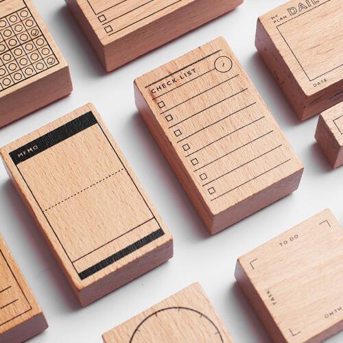 1set Retro check list number time planner stamp DIY wooden rubber stamps for scrapbooking stationery scrapbooking standard stamp