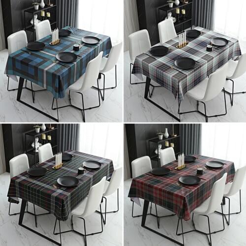 Scottish Style Tablecloth Dark Plaid PVC Waterproof Table Cover Flowers Printed Home Decorative nappes de table rectangle T440