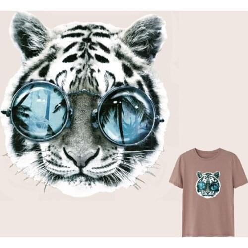 Iron-on Transfers 3D Tiger Patches For Clothing Textile Vinyl Thermo Stickers Applique Diy Thermotransfer Stripes On Clothes Set