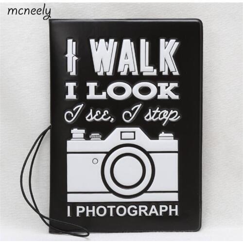 Vintage Camera Passport Covers Black-and-white style PU Leather Credit Card Bag Passport Wallets passaporto case Passport holder