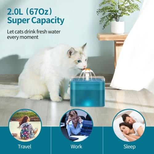 2L Pet Water Fountain With LED Light Pet Cat Dog Automatic Drinker Fountain Water Dispenser For Cats Dogs New Arrivals Dropship