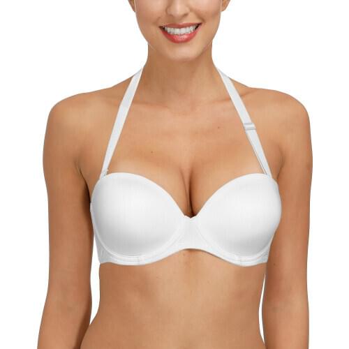 YBCG New Halter Women Bra Plus Size Solid White Plunge Underwire Lingerie Convertible Adjusted-straps Bralette