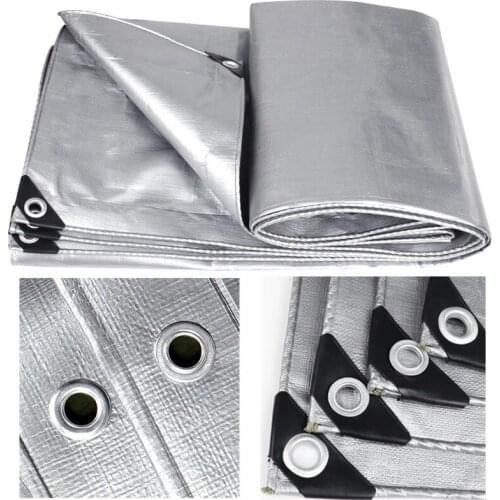 0.32mm 2-Sides Silvery PE Tarp Cover Rainproof Cloth Tent Awnings Waterproof Sun Shade Net Home Garden Furniture Cover