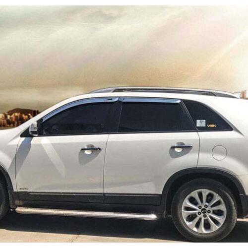Brand New 1 Set Chrome Side Rain Guard Deflectors Vent Sun Shade Window Visors For Kia Sorento 2009-2013