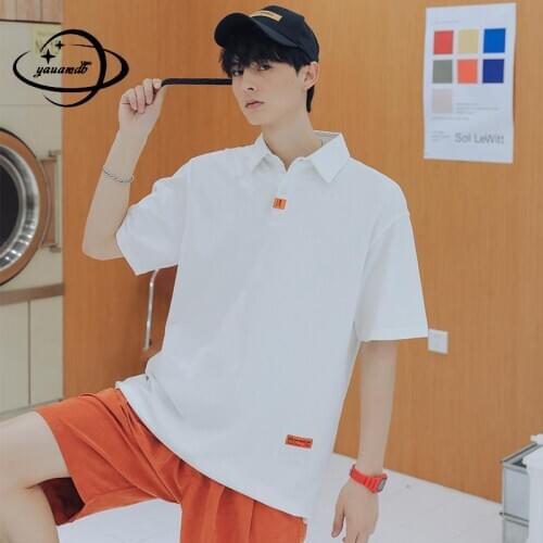 100% Cotton Mens Polo Shirts Summer Male Tops Tees Clothing Short Sleeve Casual Loose Solid Color Breathable Man Clothes H44