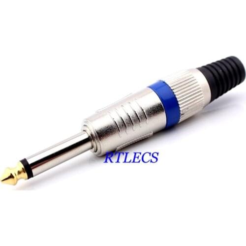 2pcs 0.25" 6.35 mm Mono Audio Plug Male Wire Solder Type 6.5 Amplifier Microphone Plug 6.35 Mono Sophomore Core Guitar Mixer