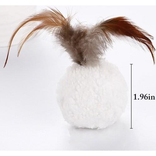 2PCS Cat Ball Toy Fake Feather Ball Toy Cat Interactive Toy Cat Pompom Toy Cat Chase Toy Pet Playing Ball Toy Legendog