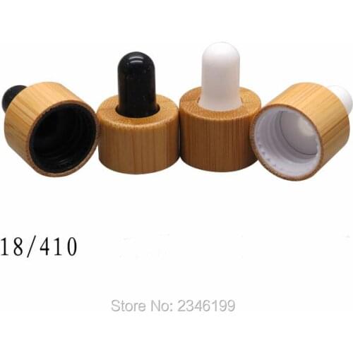40pcs/lot 18/410 High Class Environmental Bamboo Wooden Dropper Cap, Black/White DIY Common Size Essential Oil Dropper Cap