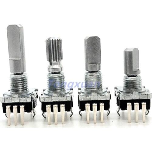 5pcs EC11 Encoder Switch With Push Button Switch Audio Digital Switch 20 Position 5Pin Plug in 15/20MM Plum Half Shaft
