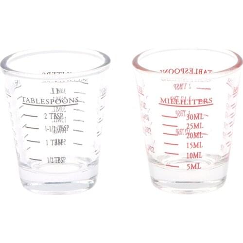 50ml/100ml Thickened Graduated Glass Oz Ounce Cup Measuring Cup Shot Glasses Kitchen Home Measure Supplies New