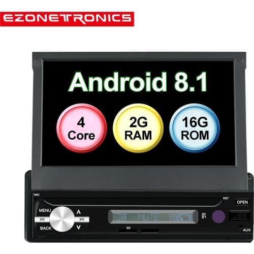 Android 8.0 Quad Core 2G1G Universal 1Din 7" TFT Motorized Display Car Multimedia Stereo GPS Navigation Radio Bluetooth RDS DAB