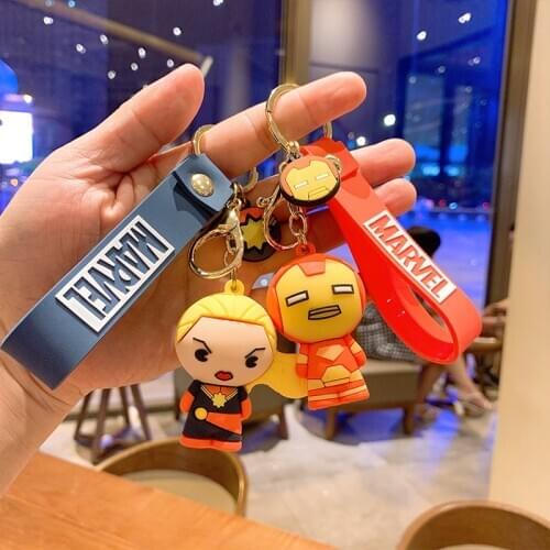 Disney Cartoon Iron Man Thor Hulk Captain America Car Key Chain Kids Bag Pendant Keyring Friends Gift Marvel Avengers Keychain