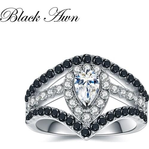 BLACK AWN 2021 New Genuine 100% Sterling 925 Silver Jewelry Square Engagement Rings for Women Gift C425