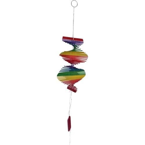 Colorful Rainbow Spiral Wind Spinner Windmill for Home Garden Yard Hanging Decor