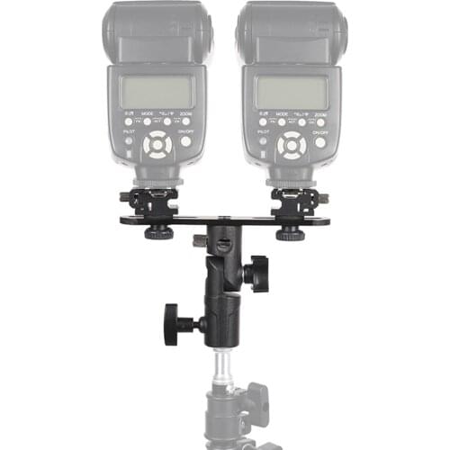 2 Hot Shoe Mounts Camera Flash Bracket Umbrella Holder Stand For Canon Nikon Sony Speedlite Monitor Microphone Monitor Camcorder