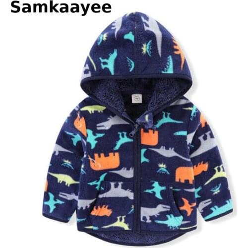 3-9y Children Jackets Kids Coats Autumn Winter Boys Girls Outerwear Baby Hooded Cartoon Dinosaur Zipper Casual Cute Clothing y39