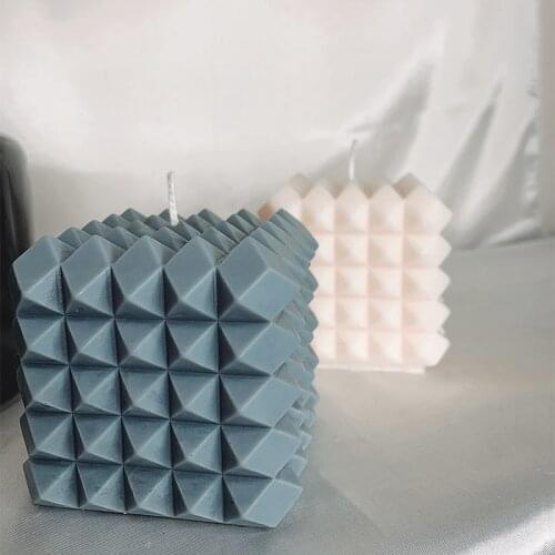 Cube Candle Silicone Mold Diamond Design Rubiks Cube Candle Aromatherapy Decoration Candle Silicone Mold Candle Making
