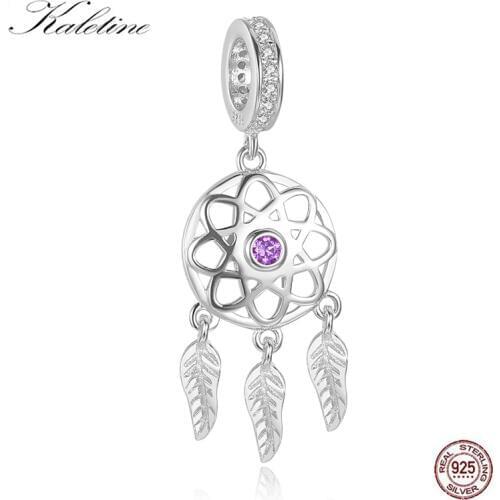 KALETINE 925 Sterling Silver Dream Catcher Pendant Charms Fit Bracelet & Necklaces Crystal Jewelry Making Love Gift