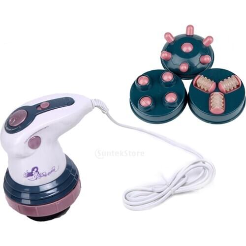 Body Slim Massage Shaper Anti Cellulite Massager Vibration Roller Loss Weight Electric Fat Burner Tool with 4 Massage Heads US