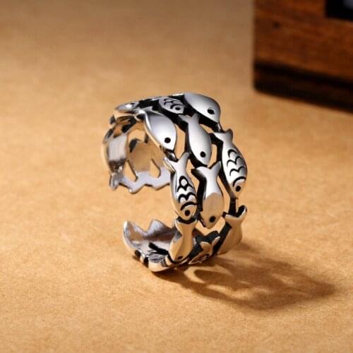 Hot New Fashion Animal Jewelry Cute Fish Creative Personality Retro Adjustable Rings Birthday Gift