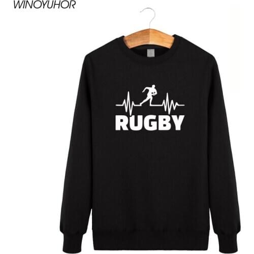 Rugby Heartbeat Printed Hoodies Men Funny Sport Sweatshirts Winter New Fashion Crew Neck Pullover Tops Camisetas Masculina