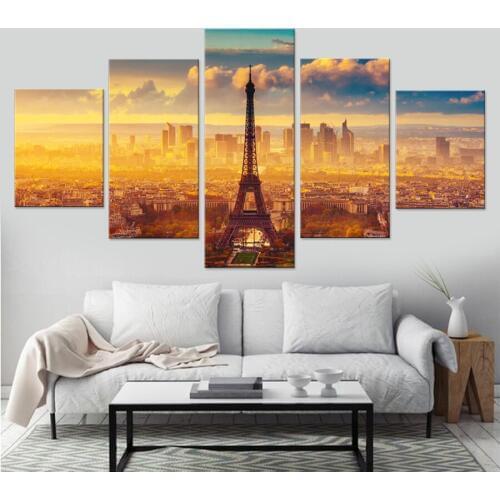 Paris City Canvas Set Wall Decor Living Room Pictures Modular Paintings on The Walls Eiffel Tower Canvas Prints Drop Shipping