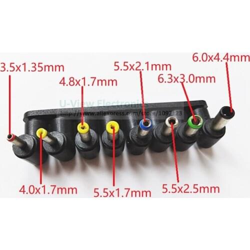 NCHTEK 90 Degree Angled 8 In 1 Universal DC 5.5*2.1mm Female to DC Male Plugs Power Connector For Laptop/Free shipping/10Sets