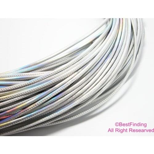 3mm Leather strips Neon silver 3mm Round leather cord