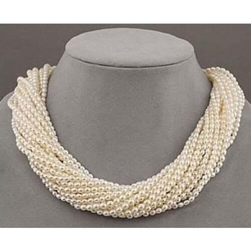 Latest design 8 strands beautiful AAA+ south sea white pearl necklace 18 inch